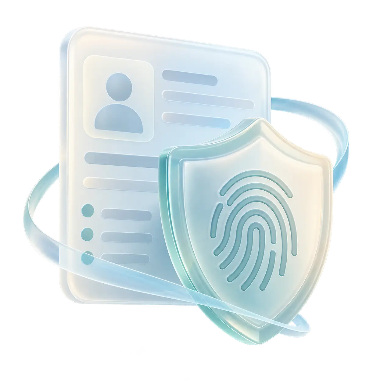 Translucent record card protected by a shield and fingerprint